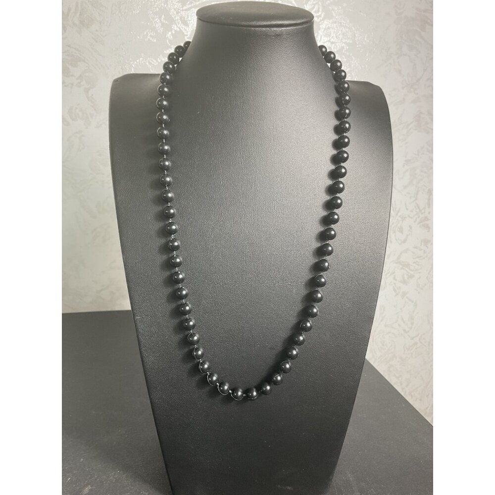 Black Beaded Necklace With Gold Clasp